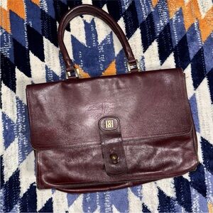 BORELLI Collection Burgundy Leather Laptop Bag Purse Satchel Vintage VTG